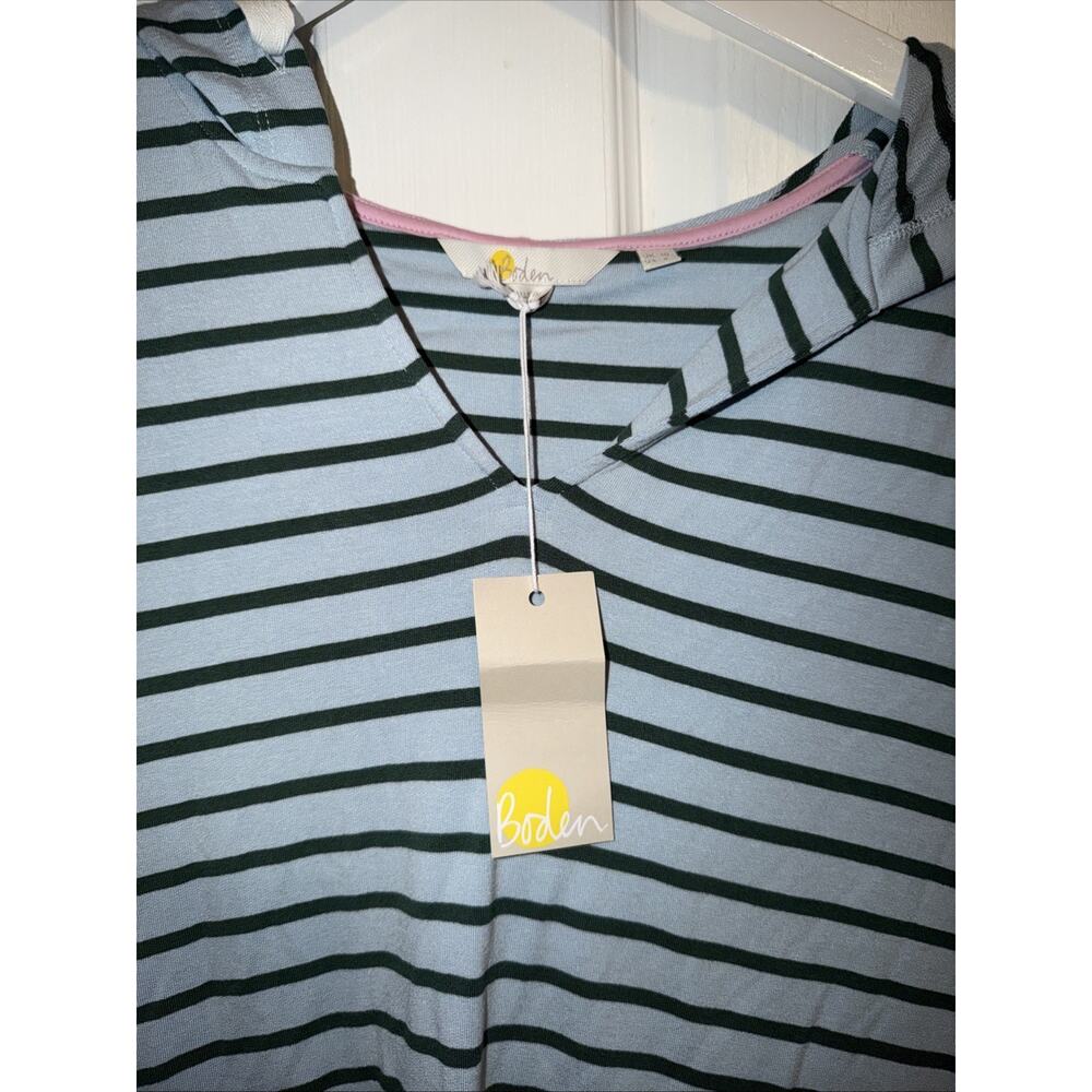 NEW Boden Imelda Hooded Tunic Dress Blue Green Stripe Pockets Size 6‎ - Picture 2 of 5